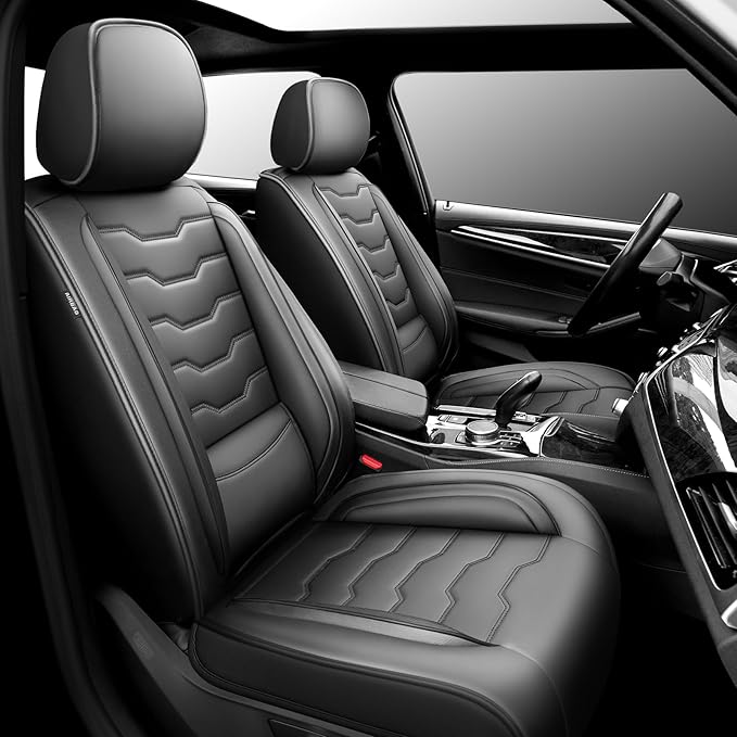 Fit Tucson Car Seat Covers Premium Leather for Hyundai Tucson 2010-2025 2026. Waterproof， Breathable, Scratch-Resistant & All-Weather Seat Cushion Protector (Front Seat, Black)