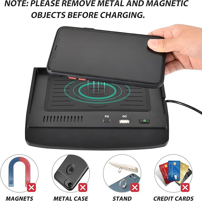 KEWISAUTO Wireless Charger for 2021-2024 Nissan Rogue S, SV, SL, Center Console Charging Panel Fast Phone Charger Pad for Nissan Rogue T33 S, SV, SL, Platinum 2021 2022 2023 2024 Accessories