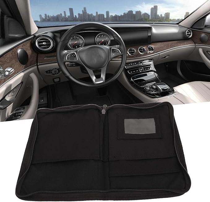 Dioche Car Glove Compartment Organizer 6 Pockets Multifunctional Zipped Design Portable Car Document Holder Universal for