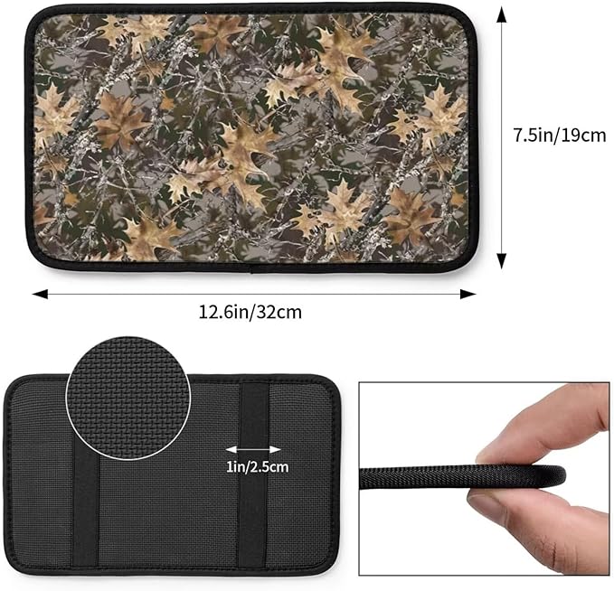 Camouflage Car Center Console Pad Camo Army Arm Rest Seat Box Cover Brown Cars Interior Accessories Auto Armrest Cover Protector for Most Vehicle, SUV, Truck