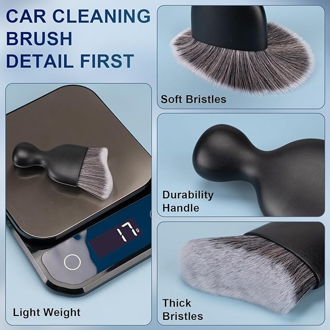 Amrules 2 PCS Car Interior Detailing Brush, Auto Car Dusting Brushes, Soft Bristles Duster Removal Cleaning Tool for Dashboard Interior, Exterior, Skylight, Leather, Dust Brush, Dark Gray