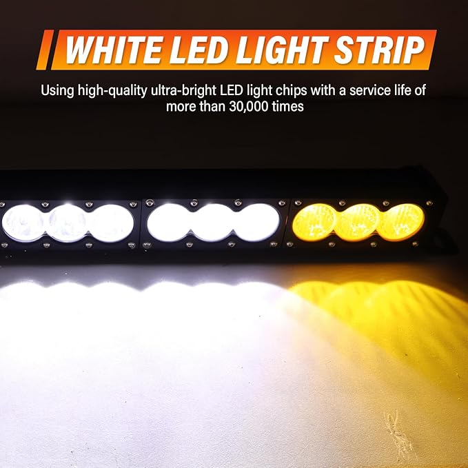 AUXTINGS 54 inch Single Row Dual Color LED Light Bar 300W Off Road Light Bar White Amber Combo LED Work Light Truck UTV 4x4 Cars SUVs ATVs Boats Fog Driving Light with Wiring Harness kit