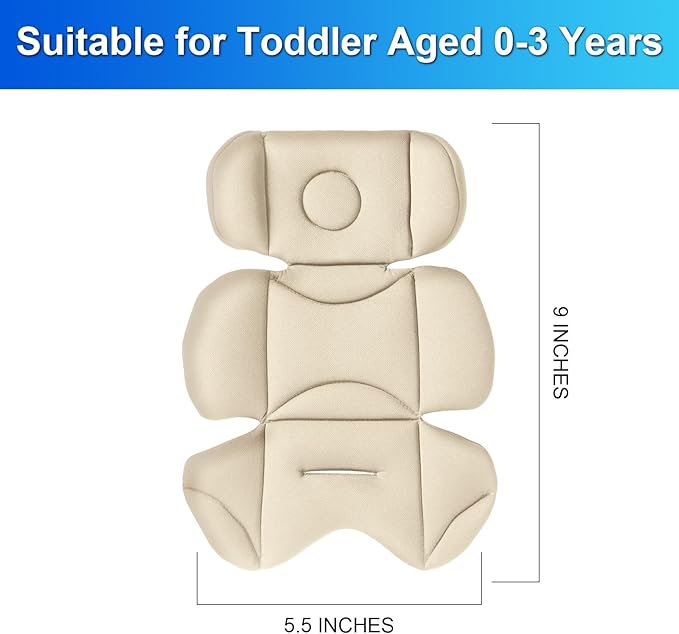 Infant Car Seat Insert – Breathable Head Support for Newborn to Toddler 0-3 Years, Soft Non-Sticky Baby Car Seat Cushion, Universal Carseat Insert Support for Stroller, Swing & Carrier