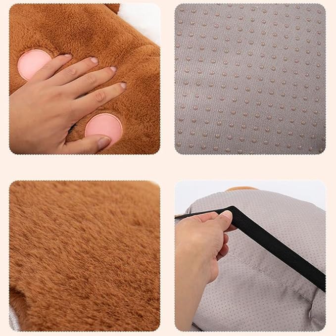 Cute Car Seat Cushion, Cartoon Plush Car Pillow for Driving Seat, Lumbar Support Pillow for Car with Anti-Slip Design, All-Season Car Headrest and Back Pillow for Cars, Chair, Wheelchair (Rabbit)