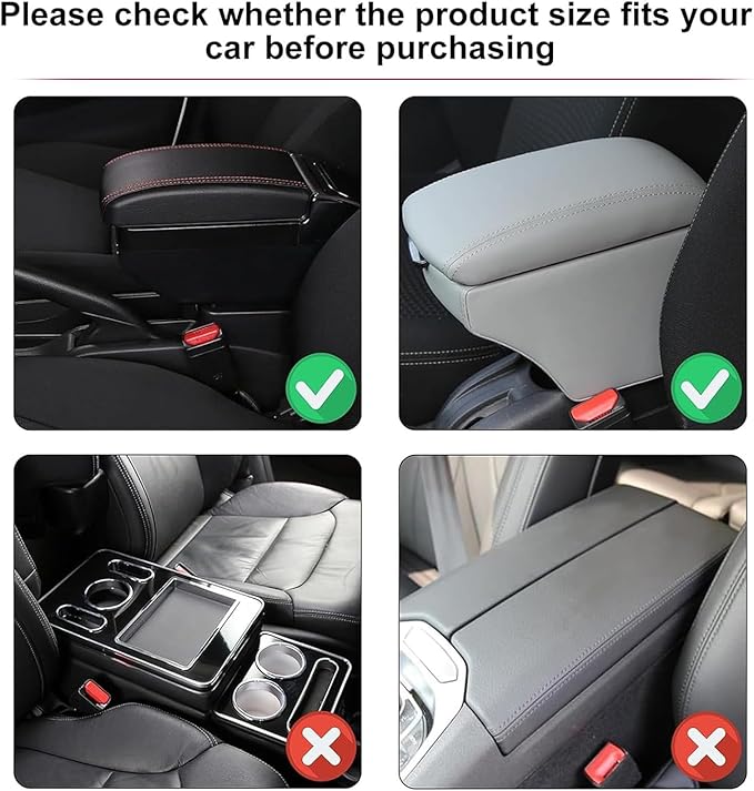 Car Armrest Storage Box for Cadillac SRX 2004–2016 2013 2014 2015, Sport-Style Center Console Organizer with Side Pocket, PU Leather Armrest Cushion, Elbow Support Pad,C Grey