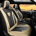 Fit Sentra Car Seat Covers Compatible with Nissan Sentra 2001-2025 2026 - Full Set Premium Leather， Waterproof Breathable， All-Weather Seat Cushion Protecto&Airbag Compatible （Beige & Black