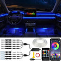 Jushope Car LED Lights, Interior Car Lights with Wireless APP/RF Remote/Button Control, Car Ambient Lighting Kit with 236" Integrated Molding Fiber Optic RGB Sync to Music (9 in 1-USB)