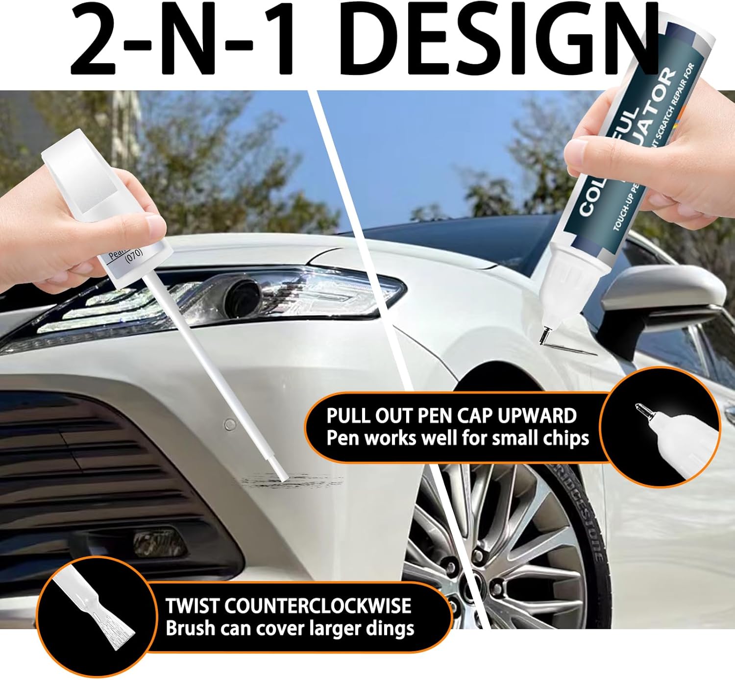 070 Blizzard Pearl Tricoat Touch Up Paint for Toyota, Car Paint Pen Scratch Repair Two-In-One Touch Up Paint, Premium Car Scratch Remover for Deep Scratches