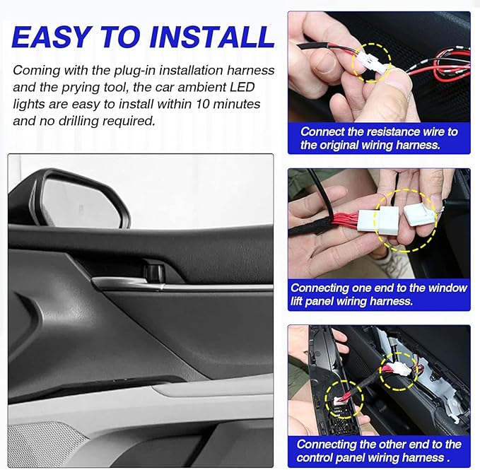 Powerty LED Light for 2025 2026 Toyota Camry XV80 Accessories Inner Door Handle Bowl Mood Lighting Decorative Interior Lamp 4PCS Blue