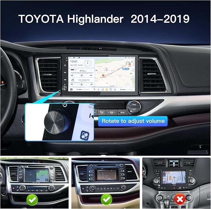 10.2'' Android 13 Car Stereo for Toyota Highlander 2014-2019,with Wireless CarPlay & Android Auto,4G+64G WiFi/DSP/SWC/AM/FM Radio