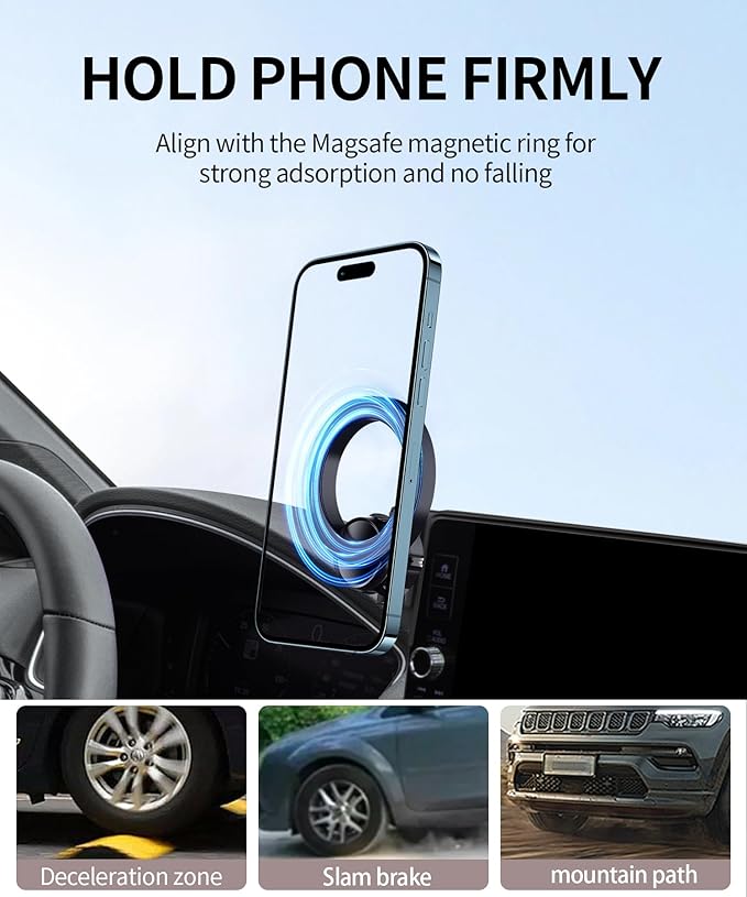 Car Phone Holder for Honda Accord 2023-2026 Accessories 7/9-Inch Screen Fixed Clip, 360° Rotation Phone Mount Compatible with MagSafe, Cell Phone Holder That Does Not Affect Air Vent