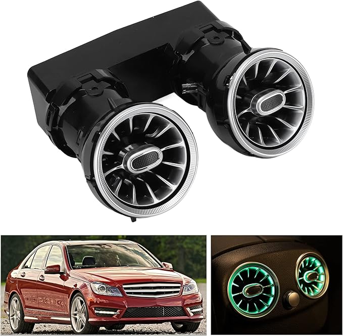 3 Color Rear LED Vent Ambient Light Kit for C GLC Class W205 X253 2015‑2018 ABS PC Replacement Rear Outlet with Matte Finish