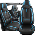 Fit for 98% of Mercedes Benz Car Seat Covers with Headrests, Premium Nappa Leather Seat Cover, Fully Wrapped Protect Modern Style Seat Cover (2-Seat Luxury, Black & Blue)