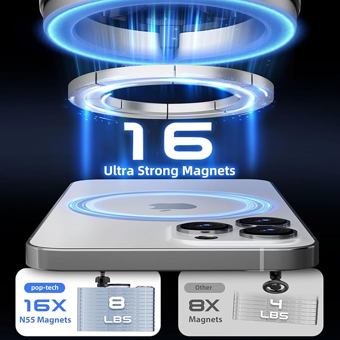 pop-tech for MagSafe Car Mount, [Aviation-Grade Aluminum] Universal Magnetic Phone Holder for Car Windshield Dashboard, Strong Magnet Cellphone Mount Fit for iPhone 16 Pro Max 15 14 13 12 Series