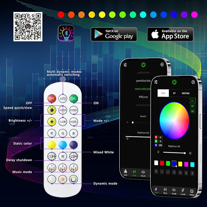 AZIMOM 6LED Colorful Fiber Optic Starlight Headliner Kits 360pcs*0.03in*9.8ft Fiber Strands APP& Remote Control Mix Color Chase Timing Fiber Optic Star Light for Car Home Sky Star Decoration