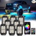 Rock Lights for Trucks, 8 Pods RGB LED Rock Lights with APP/Remote Control & Music Mode, High Bright Multilcolor Waterproof IP68 Rock Neon Light Kits for Pickup Off Road RZR SUV ATV UTV Car