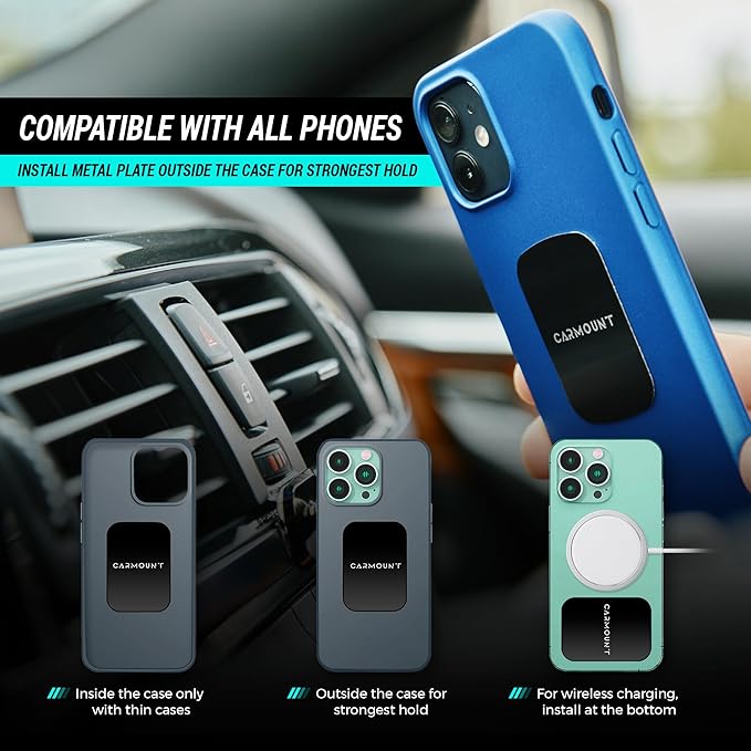CARMOUNT F1 Dashboard Car Mount | Magnetic Phone Holder for Car, Ultra Strong 8X N52 Magnets, 360° Rotation, Universal Dash Mount for All Cell Phones | Magnet Phone Holder for Car (1 Pack)
