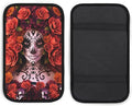 Auto Center Console for Sugar Skulls and Roses Day of Dead Halloween Car Armrest Cover Center Console Armrest Cushion for Car SUV Universal Fit