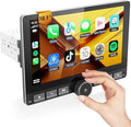 Haudio 10.1" Single Din Android Car Stereo with 360° Rotatable Touch Screen - Android 13, Wireless CarPlay & Android Auto, 2G+64G, Built-in GPS/Wi-Fi/Bluetooth, Includes Backup Camera.