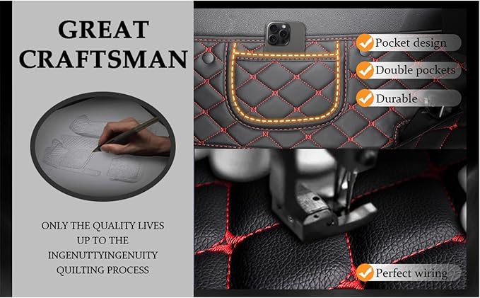 Yaruicar Custom Personalized Floor Mats for Cars Luxury Full Coverage All Car Floor Mats Anti-Slip Leather Car Mat Set Trucks & SUVs Trucks Automotive Floor Mats Liners (All Black)