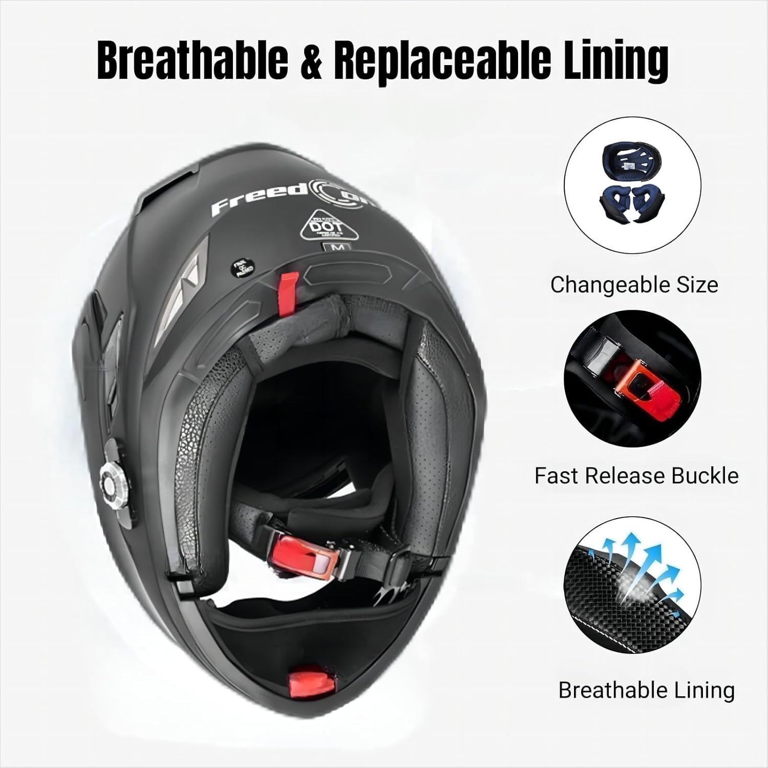 FreedConn BM2-S Bluetooth Motorcycle Helmet, Flip-Up Modular Motorbike Helmet, 500M Connectivity for 2-3 Riders, Voice Dial, Hands-Free Call, MP3, FM, DOT Certified (Medium, White)
