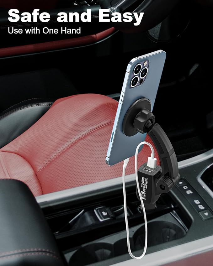 for MagSafe Car Mount Cigarette Lighter [Dual USB Charger] Magnetic Phone Holder for Car Charger [Fast Charging] Phone Holders for Your Car for iPhone Air 17 Pro Max16 15 14 13 12, S25, All Smartphone