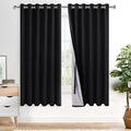 XWZO 100% Blackout Curtain Panels - Extra Wide Thermal Insulated Black Liner Curtains, Noise Reducing and Heat Blocking Drapes for Hall and Studio Windows with Tiebacks, Black, W70 x L63, Set of 2