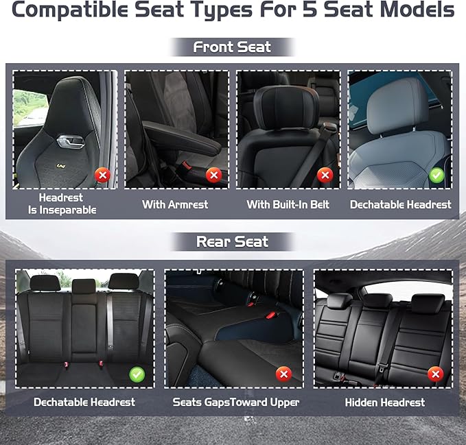 Truck Seat Covers for Ford Ranger 2019-2026, Waterproof Premium Leather Full Coverage Car Seat Cover, Muscle Sport Style Auto Interior Seat Cover Sets (Full Set/Gray Black)