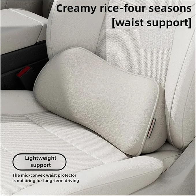 Breathable Car Seat Pillow for Lumbar Support - Waist Protection Cushion for Office and Car Use(Beige)