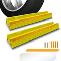 2 Pcs 18'' Parking Car Wheel Stopper for Garage with 2 Installation Methods, Heavy Duty Tire Stops with Reflective Tapes, Car Parking Aids for Garage, Yellow
