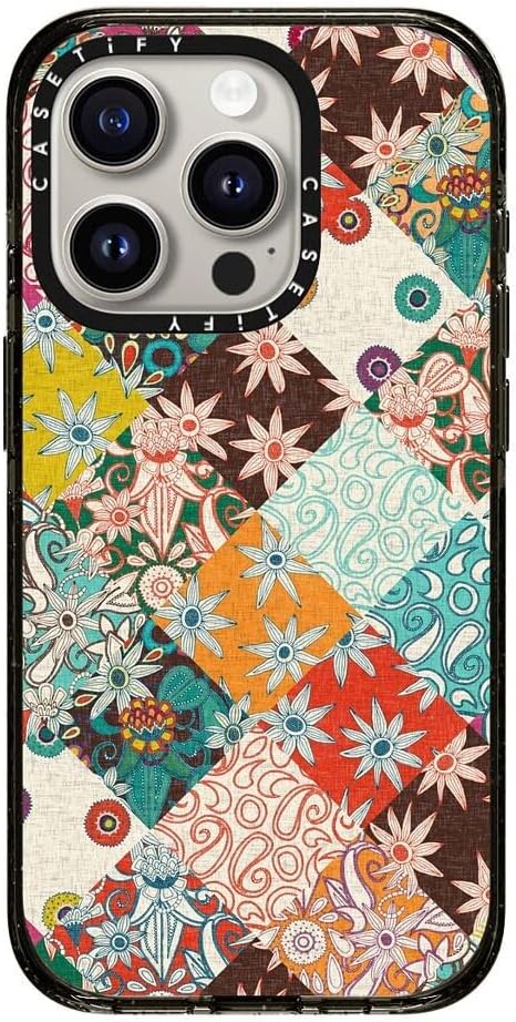 CASETiFY Impact Case for iPhone 15 Pro [8.2ft 4X Military Grade Drop Protection/Compatible with Magsafe] - SARILMAK Patchwork - Clear Black