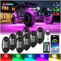 8Pods RGB LED Rock Lights for Jeep Trucks Golf Cart ATV UTV RZR SUV Offroad, Multicolor Underglow Light Kit with APP/RF Remote Dual Zone Neon Vehicle Accent Underbody Light 12V Waterproof