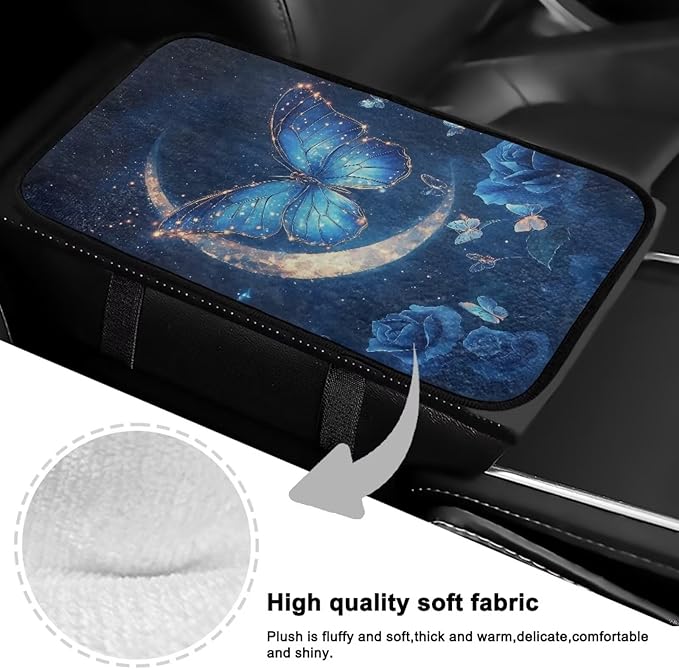 Butterfly Moon Auto Center Console Pad Soft Comfortable Arm Rest Cover Car Convenient Car Center Console Lid Cover Accessories Universal Fit Sedans,Cars,Vans,SUV,Truck