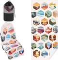 1 Pack Car Seat Towel Covers with Storage Bag 63 x 32 Inch Athletic Running Towel Seat Sweat Washable Non Slip Cover Gift for Car Outdoor Sport Activities (Multi National Parks)