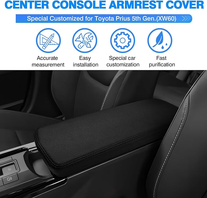 Autorder Center Console Cover for 2023-2025 2026 Toyota Prius Accessories Armrest Cover Anti-Scratch Middle Console Pad Leather Armrest Protector