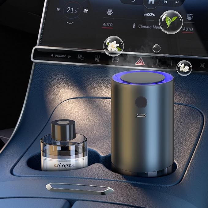 Smart Car Air Freshener, Car Air Freshener Diffuser with 100ml Perfume, Auto On/Off Intelligent, Rechargeable Aroma Diffuser,Auto Two Spray Modes, Cologne Scent, Light Fragrance Type