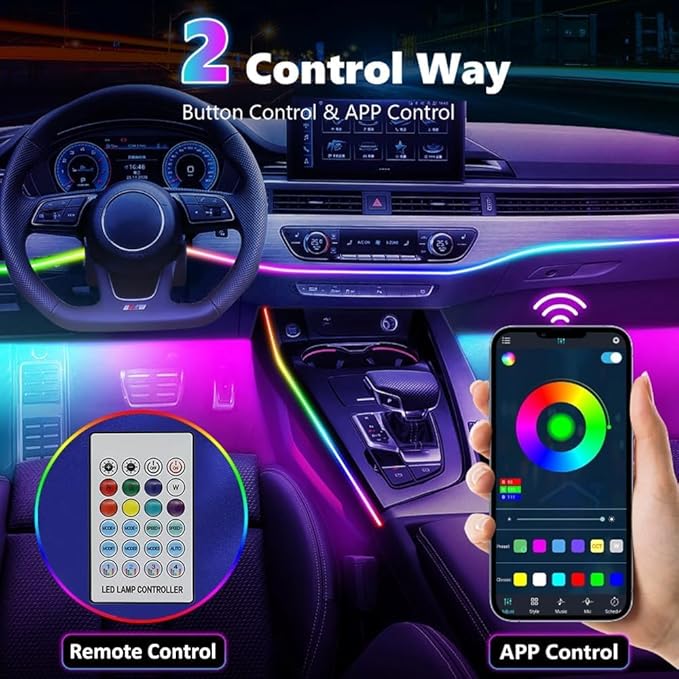 Interior Car LED Strip Lights, Acrylic LED Lights RGB Dreamcolor 8 in 1 with 235 inches 800 LEDs Fiber Optic Ambient Lighting Kits,APP and Remote Control 16 Million Colors Car Neon Lights