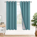 XWZO 100% Blackout Curtains - Thermal Insulated Black Liner Curtains, Noise Reducing and Heat Blocking Drapes for Hall and Studio Windows with Tiebacks, Stone Blue, W52 x L72, Set of 2