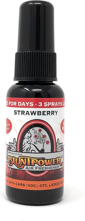 BluntPower (Strawberry, 1 Pack) Concentrated Air Freshener for Room and Car Spray - Oil-Based Diffuser Spray Bottle - Long-Lasting Bathroom Spray, Car Freshener, & Odor Eliminator Spray