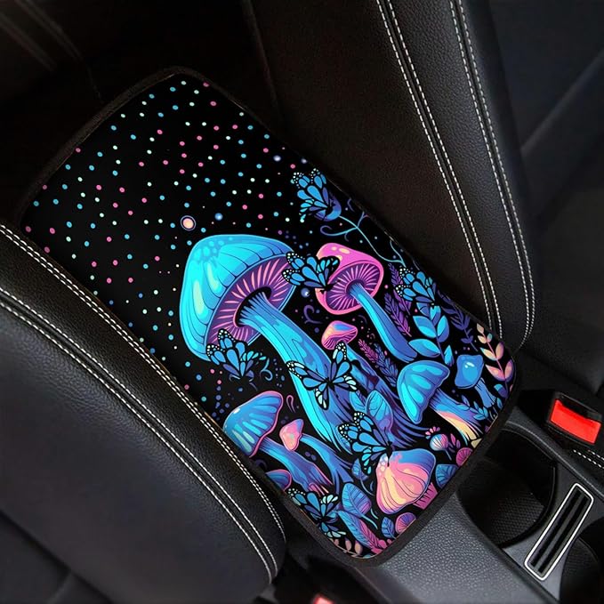 UNICEU Polka Dot Mushroom Car Accessories Car Center Console Armrest Cover Auto Interior Decor Neoprene Armrest Box Protector Cover Pad, Universal