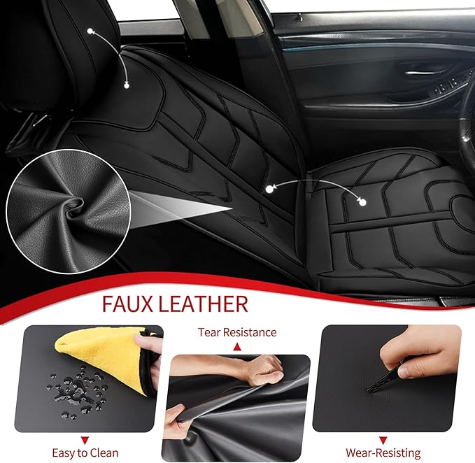 TTX LIGHTING Car Seat Covers fit for Mitsubishi Outlander 2007-2026 Full Set: Premium Leather Automotive Seat Cover with Airbag Compatible Waterproof (5 Seats, Black)