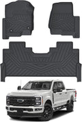 Cartist Floor Mats Fit for 2017-2024 2025 Ford F-250/F-350/F450 Super Duty Crew Cab w/Under Seat Storage Accessories All Weather Floor Mat Heavy Duty TPE Odorless Carpet Protection