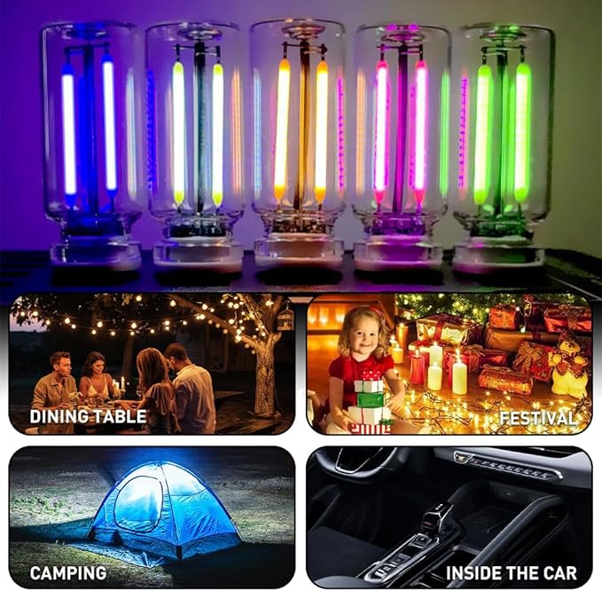 2Pcs Car USB Night Light, Touch Adjustment LED Ambient Lighting Plug in USB Automotive Night Lamps, Mini LED Bulb for Car, Camping, Holiday, Decoration, Bedroom, Party(Red)
