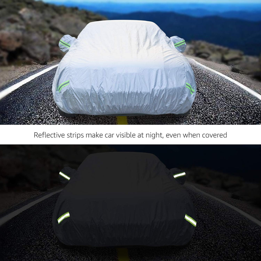 Amazon Basics Silver Weatherproof Car Cover - 150D Oxford, Sedans up to 170"
