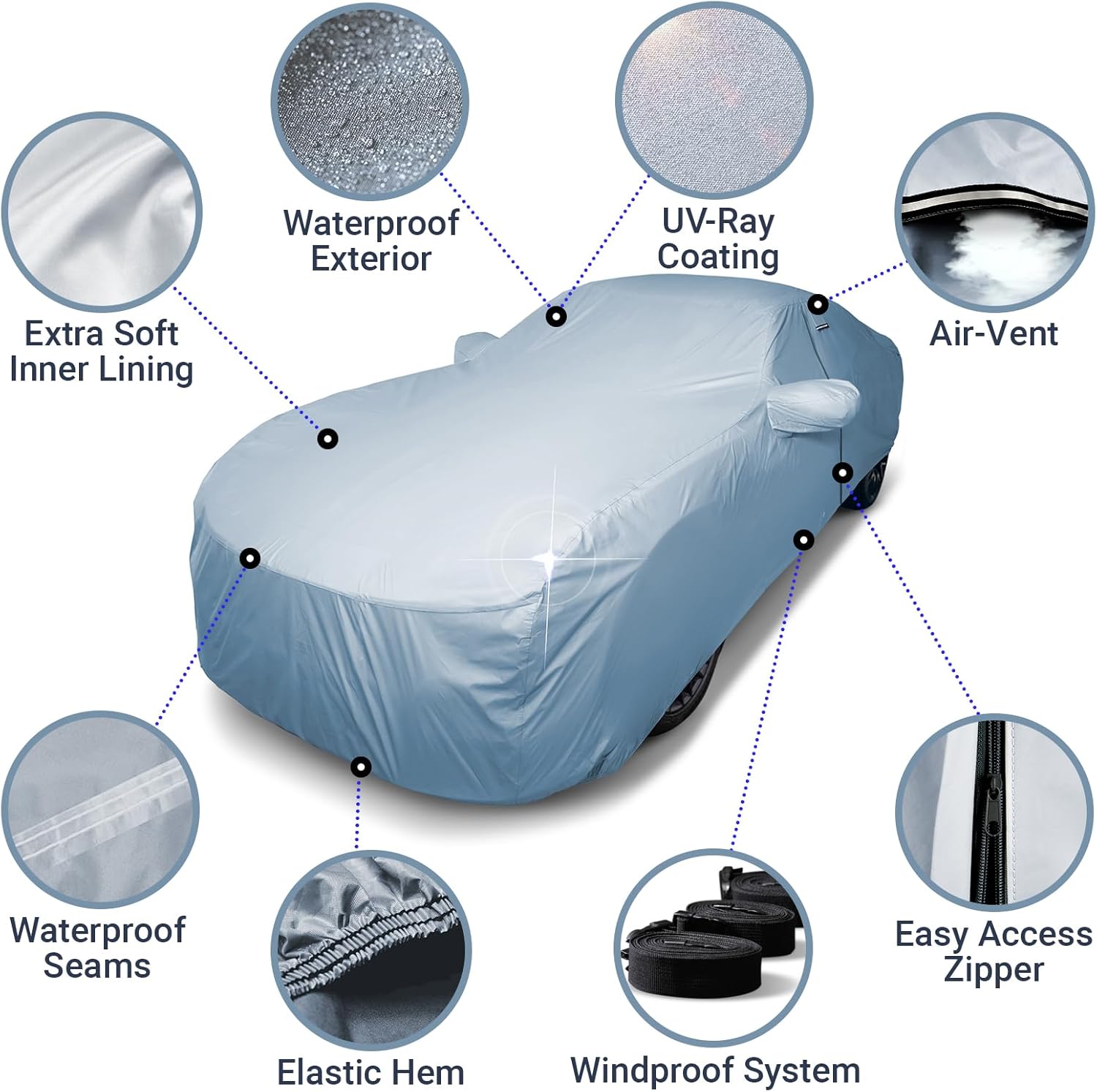 iCarCover Premium Car Cover for 2011-2021 Chevy Volt Heavy Duty Waterproof All Weather Automobiles Custom Fit Indoor Outdoor UV Snow Protection Covers with Straps and Bag