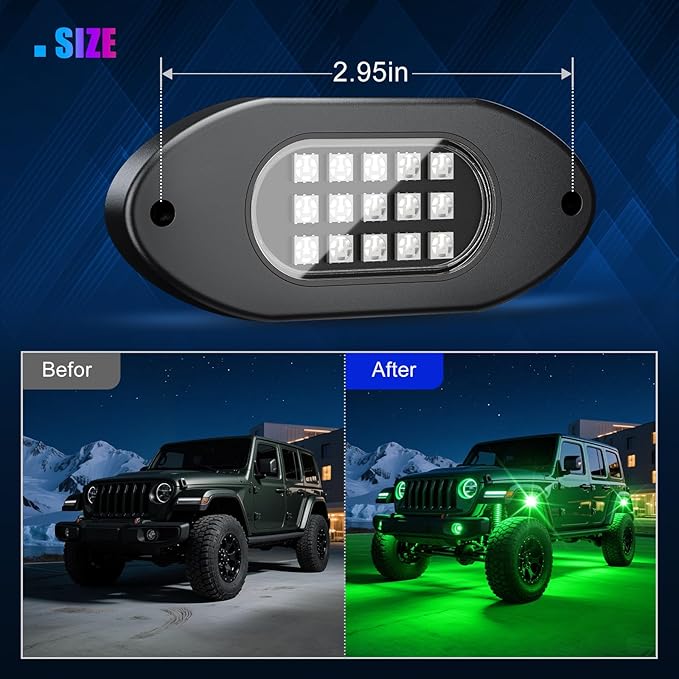 LED Rock Lights for Trucks 8 Pods,RGB Rocklights with App & Remote Control, Underglow Rock Light Kit for Trucks UTV ATV Golf Cart RZR