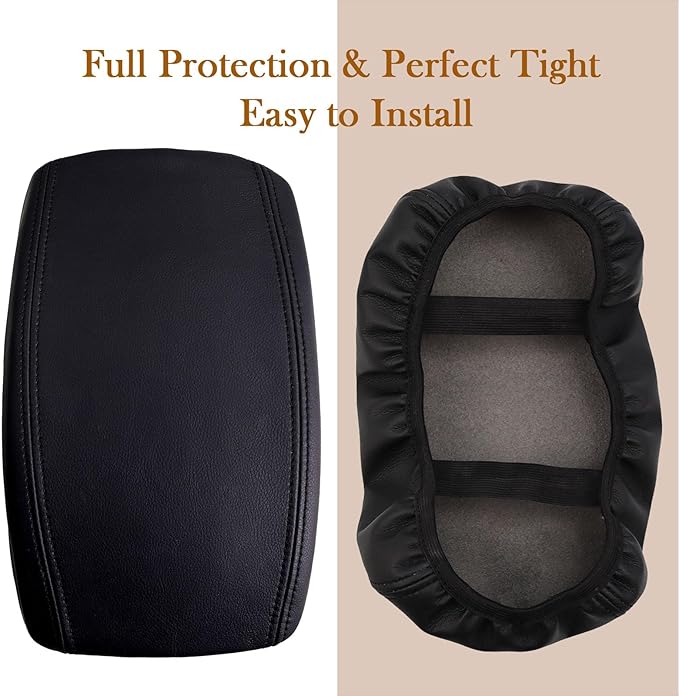 Black Leather Center Console Armrest Cover for 2024-2025 2026 Toyota Land Cruiser Prado 250,2024 Land Cruiser Prado Accessories 2025 2026 Car Center Arm Rest Cover Pad Protector