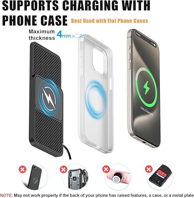 Wireless Car Phone Charger for Lexus NX200t/NX300/NX300h, Type C/USB 20W Fast Charging Pad, Non-Slip Charging Station for Travel Home Office Desk, Lightweight, USB