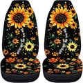 BIGCARJOB Sunflower Car Accessories Set 2 Pcs Dog Paw Sunflower Car Seat Cover Full Set for Women Girls Cute Auto Interior Seat Protector Saddle Blanket,Universal Fit