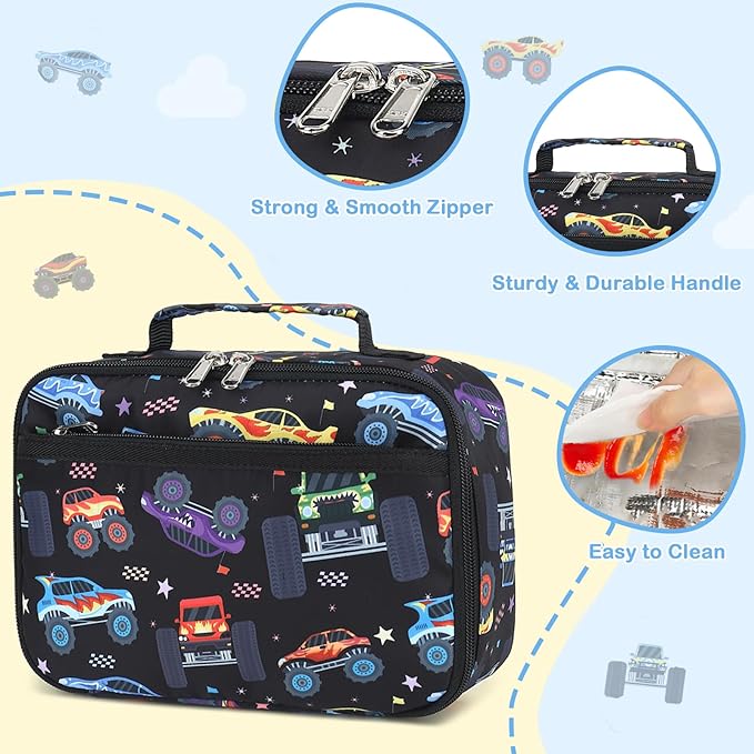 CAMTOP Lunch Box Kids Boys Insulated Lunch Cooler Bag Reusable Lunch Tote Kit for School Travel